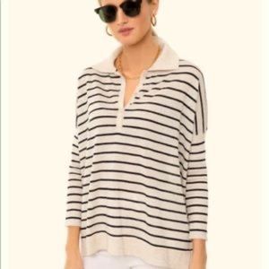 Tuckernuck Ivory/Navy Stripe Knit Polo XS/S